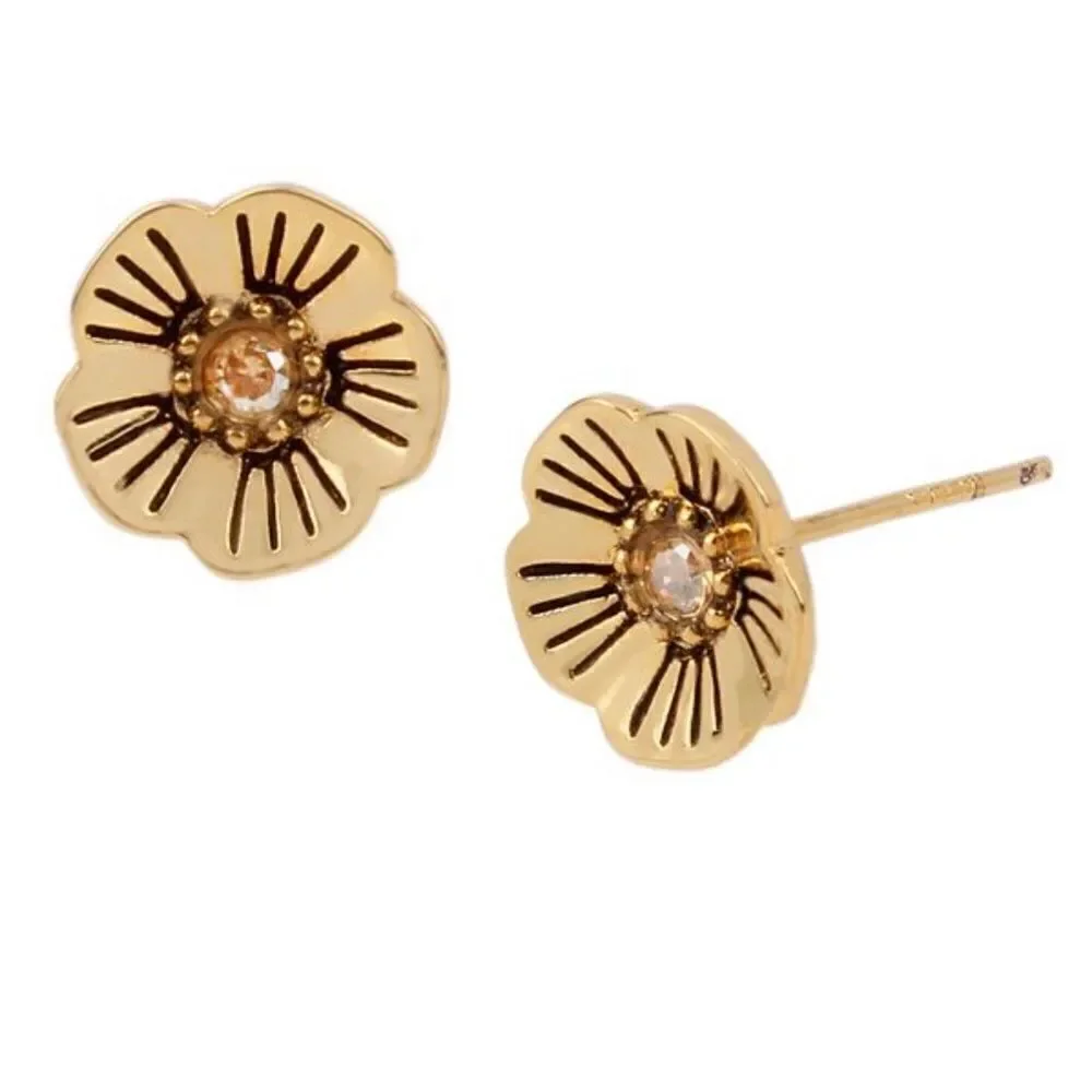 Coach Open Circle Necklace & Tea Rose Stud Set